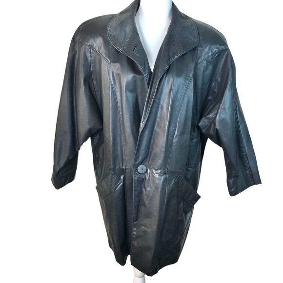 Gino di Giorgio Jacket Womens M Black Genuine Leather Short Pockets - Picture 1 of 13